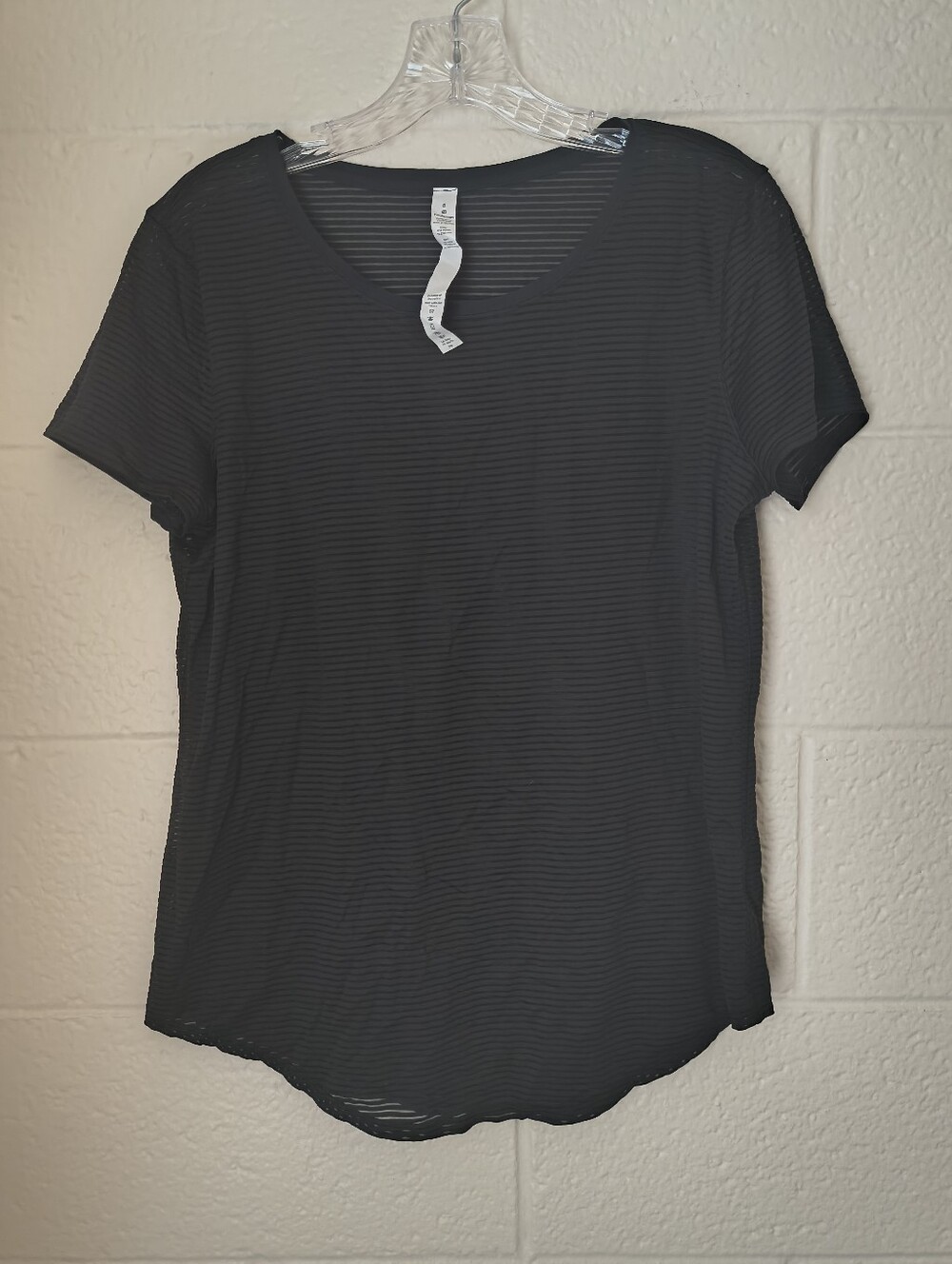Lululemon -All Love Tee- in striped mesh see through shirt- Size 8